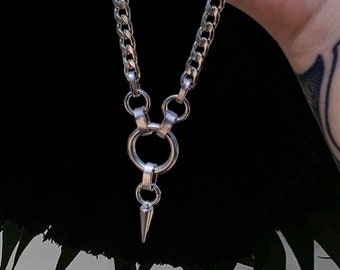 Spiky O Ring Halskette | Silber Edelstahl Dick Gay Schmuck, Spike, Punk, Goth, Gothic, Alternative, Grunge, Metal, Alt Emo, Kink