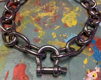 Anker Halskette | Edelstahl schwerer klobiger Schmuck, Queer, Punk, Goth, Gothic, Alternative, Grunge, Industrial, Bdsm, Halsband