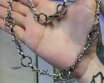 Stacheldraht O Ring Halsband Halskette | Edelstahl Gothic, Queer Fangzähne, Schmuck, Punk, Goth, Alternative, Industrial, Grunge, Metal Witchy
