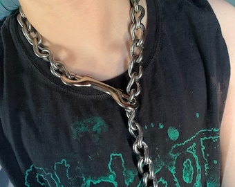 Dicker Kettenkragen / Halskette | Edelstahl schwerer klobiger Silberschmuck, Queer, Punk, Goth, Grunge, Alternative, Industrial, Bdsm