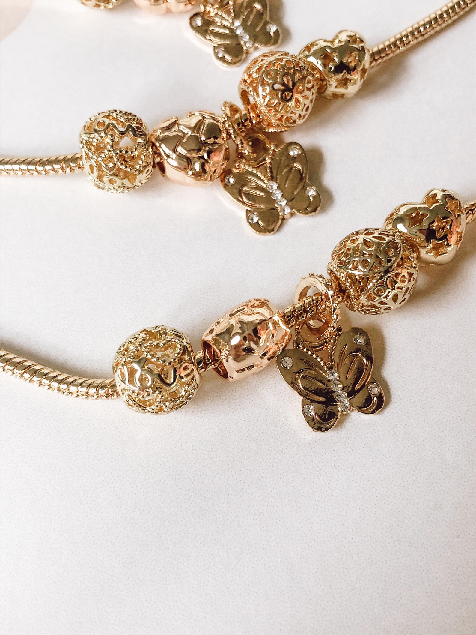 Gold plated charm bracelet butterfly charm bracelet gift for Etsy