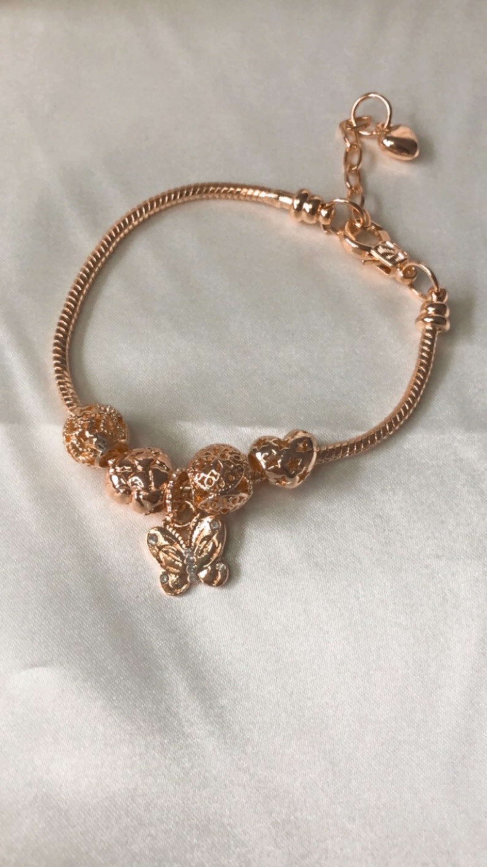 Gold plated charm bracelet butterfly charm bracelet gift for Etsy