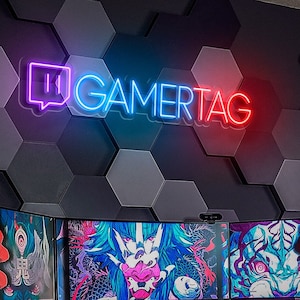 Custom Gamertag - LED Neon Sign,  Twitch Neon Light, Gamer Gifts, Cybersport Gamer Room Decor, Gift for Gamers, Twitch Streamer Username