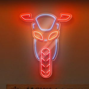 Motorbike LED Neon Sign - Wall Light with Motorcycle Design for Garage, Man Cave or Studio, Perfect Gift for Bikers and Moto Enthusiasts