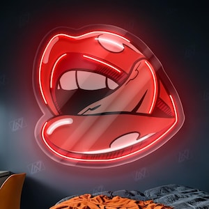 Sexy Lip - LED Neon Sign, Wall Decor, Wall Sign, Neon Lights, Kiss Lips Neon Light, Kiss Neon Sign, Lips Neon Sign