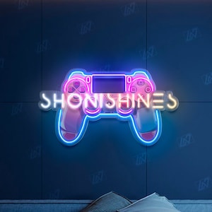 Custom Gamepad Username - LED Neon Sign with UV Print, YouTube Neon Light, Gamer Gifts, Cybersport Gamer Room Decor, Twitch Streamer