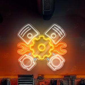 Motor - LED-Neonschild, Autowerkstatt-LED-Licht, Motorsport-Neonlicht, Garagen-Wanddeko, Abschleppwagen Neon