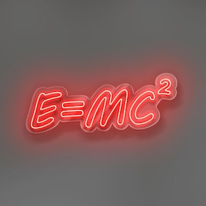 E=mc2 LED Neon Sign - Equation Wall Light for Science Lovers, Office, Lab, Classroom or Modern Home, Perfect Gift for Physics Fans