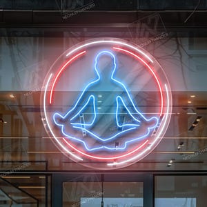 Yoga Meditation Pose Neon Sign for Studio or Home Gym, LED Zen Light for Wellness Space, Mindfulness Yoga Wall Art Decor