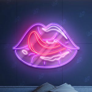 Sexy Lip - LED Neon Sign, Wall Decor, Wall Sign, Neon Lights, Kiss Lips Neon Light, Kiss Neon Sign, Lips Neon Sign