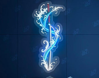 Anime Sword - Arte da parete anime al neon LED, anime, personaggio dei cartoni animati, luce per sala giochi, regali personalizzati, arredamento per la camera dei bambini, insegna al neon giapponese