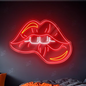 Sexy Lip - LED Neon Sign, Wall Decor, Wall Sign, Neon Lights, Kiss Lips Neon Light, Kiss Neon Sign, Lips Neon Sign