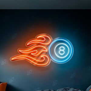 Billiard Ball - LED Neon Sign, Cue Sports Wall Decor, Sport Led Neon Sign, Decor for Kids Room, Sport Signs