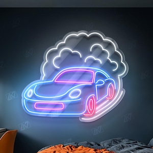 Fast Car - LED Neon Sign , Sport Interior Decor, Open-Wheel Car Neon Lights,  Car Bedroom Neon Sign, Neon Sign Wall Decor