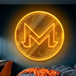 Monero - LED Neon Sign with UV Print, Bedroom neon sign, Crypto neon sign, Neon Lights, Crypto