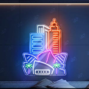 Skyscrapers of the City Neon Sign, Urban Skyline LED Wall Art, Modern Cityscape Light, Futuristic Downtown Decor, Aesthetic Night City Neon