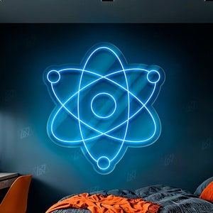 Atom - LED Neon Sign Science Light for Room Decor, Customizable for Labs & Science Enthusiasts,Science-Inspired Decor for Labs, or Offices