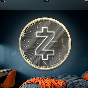 Zcash Zec - LED Neon Sign with UV Print, Bedroom neon sign, Crypto neon sign, Neon Lights, Crypto