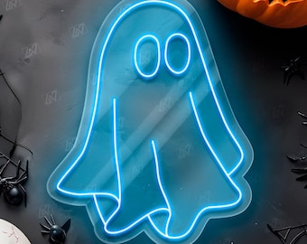 Ghost - LED Neon Sign, Spooky Halloween, Custom Neon Sign, Cute Ghost Sign, Spooky LED Sign, Ghost Wall Sign, Halloween Wall Decor