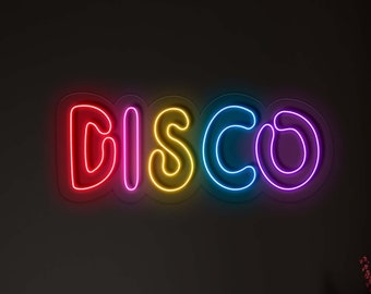 Disco Neon Sign - LED Neon Sign,Disco neon light,Disco sign,Music neon sign,Neon sign wall decor,Neon light sign for wall, Dance Party Bar