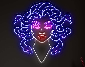 Medusa - LED Neon Schild, Griechische Mythologie Neon Zeichen, Medusa Neon Zeichen, Gorgon Neon Art, Medusa Wand dekor, Mythologie Charakter