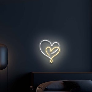 Herzen - LED-Neonschild, romantisches Geschenk zum Valentinstag und stilvolles Dekorelement für Schlafzimmer und eine schicke Ergänzung zum Hochzeitsambiente