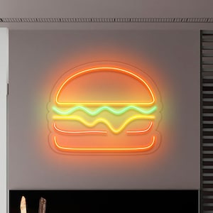 バーガー - LED ネオンサイン、カスタム フード ネオンサイン、ファーストフード ショップ LED サイン、ハンバーガー ショップ アート、ファーストフード ショップ ウォール デコレーション