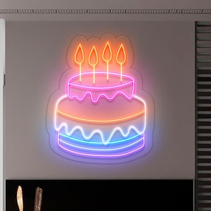 Cake - LED Neon Sign, Bakery Wall Decor, Cake Neon Light,  Custom Sweet Shop Led Sign, Kitchen Wall Light Art