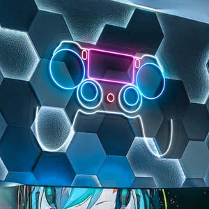 Gamepad 2.0 - LED Neon Sign, Dualshock Neon, Game Controller Wall Decor, Joystick Neon Sign, Cybersport Gamer Room Decor, Gift for Gamers