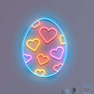 Huevo de Pascua - Letrero de neón LED, Letrero de neón de canasta de huevos, Regalo de Pascua único para niños, Regalos para bebé