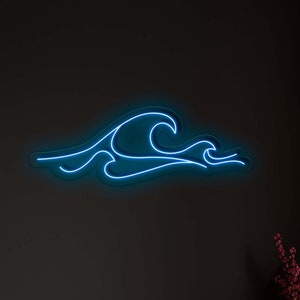 Wave - LED Neon Sign, Sea Led Neon Sign, Water Neon Sign, Nature Neon Sign, Ocean Neon, Bedroom Light, Marine Neon Sign, Aquatic Neon Sign
