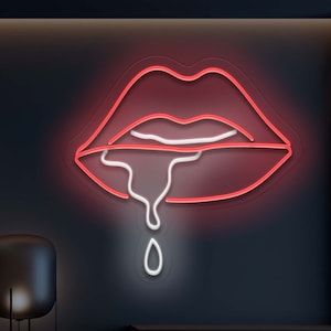 Dripping Lips - LED Neon Sign , Custom Neon Sign, Custom Neon Light, Neon Bedroom Sign, Led Neon Wall Decor, Wall Art