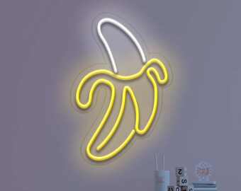 Banana - LED Neon Sign, Half Peeled Banana Led Neon Light for Kitchen, Cafe, Custom Fruit Led Lamp, Decor for Kids Room, Sign for Restaurant