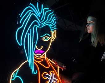 Jinx | Arcane - LED Neon Sign, cartoon Neon Sign, cartoonCharacter, Neon Game Zone,cartoon led sign,cartoon light sign,cartoon wall decor