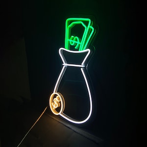 Cash Bag - LED Neon Sign | Neon Money Sign | Wall Decor | Neon Signs for Sale | Led Neon Lights | Neon Light Decor