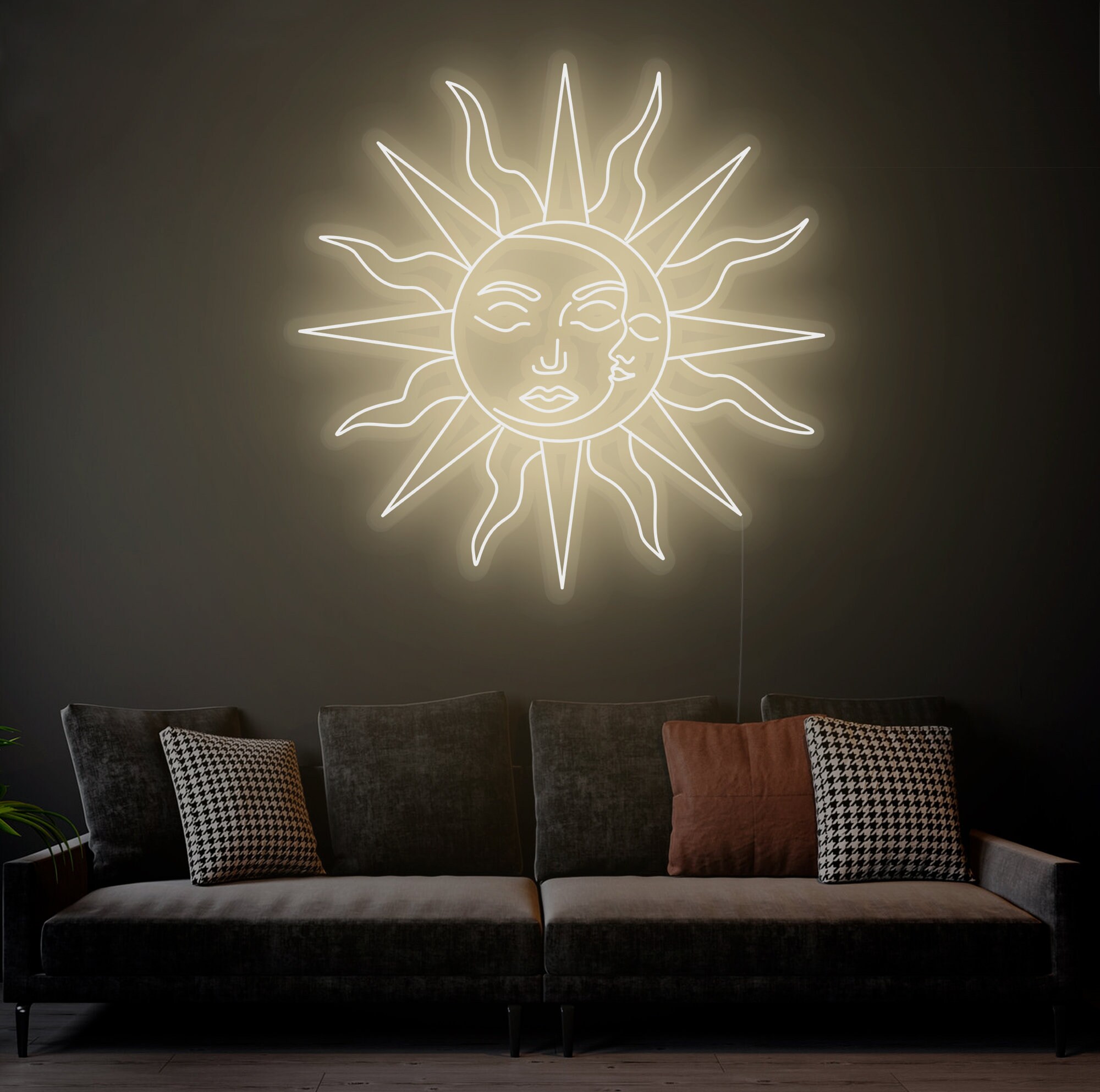 Sun and moon light up wall decor deals