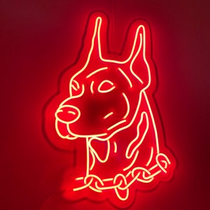 Doberman - Sinal de néon LED, sinal de néon para cães, sinal de néon personalizado, luz de néon para animais de estimação, decoração de casa de cachorro, presente de cachorro, sinal de néon para quarto