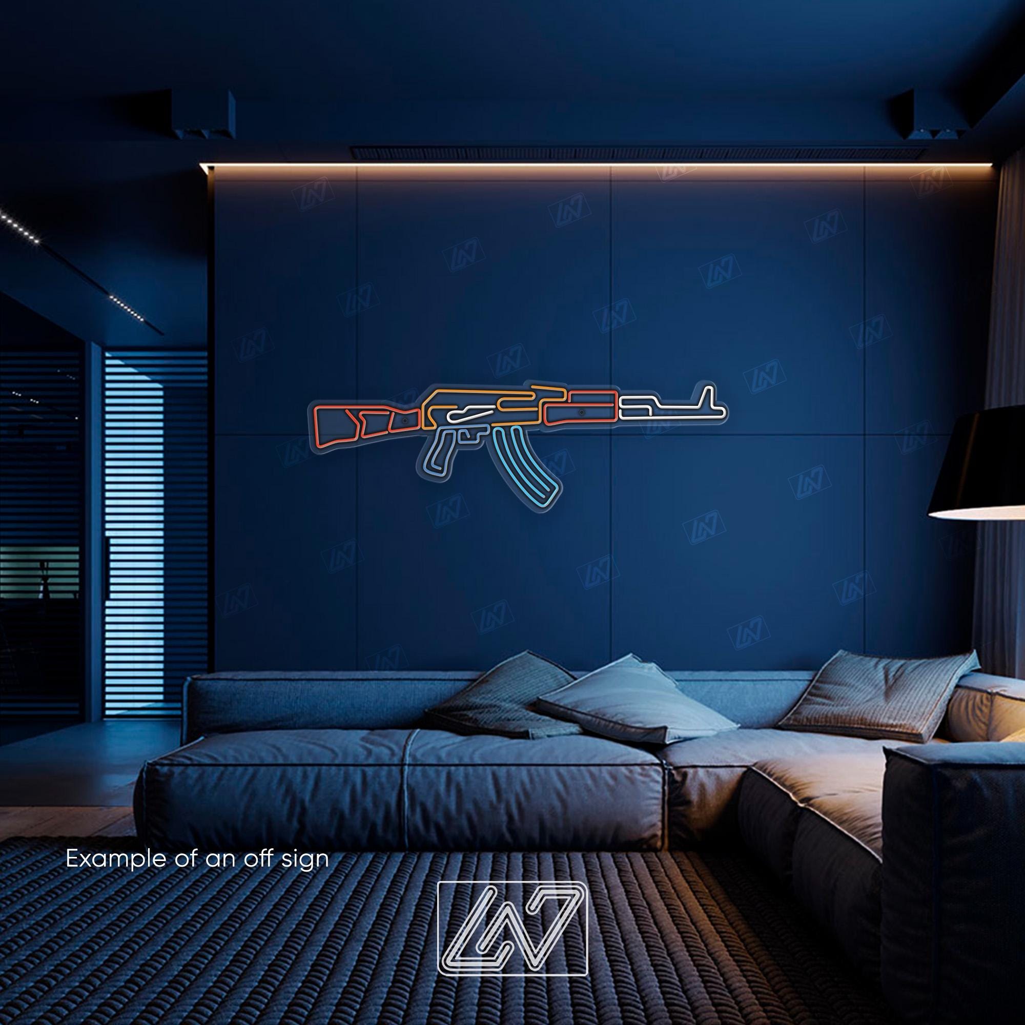 AK47 - LED ネオンサイン、室内装飾、部屋の装飾、壁の装飾
