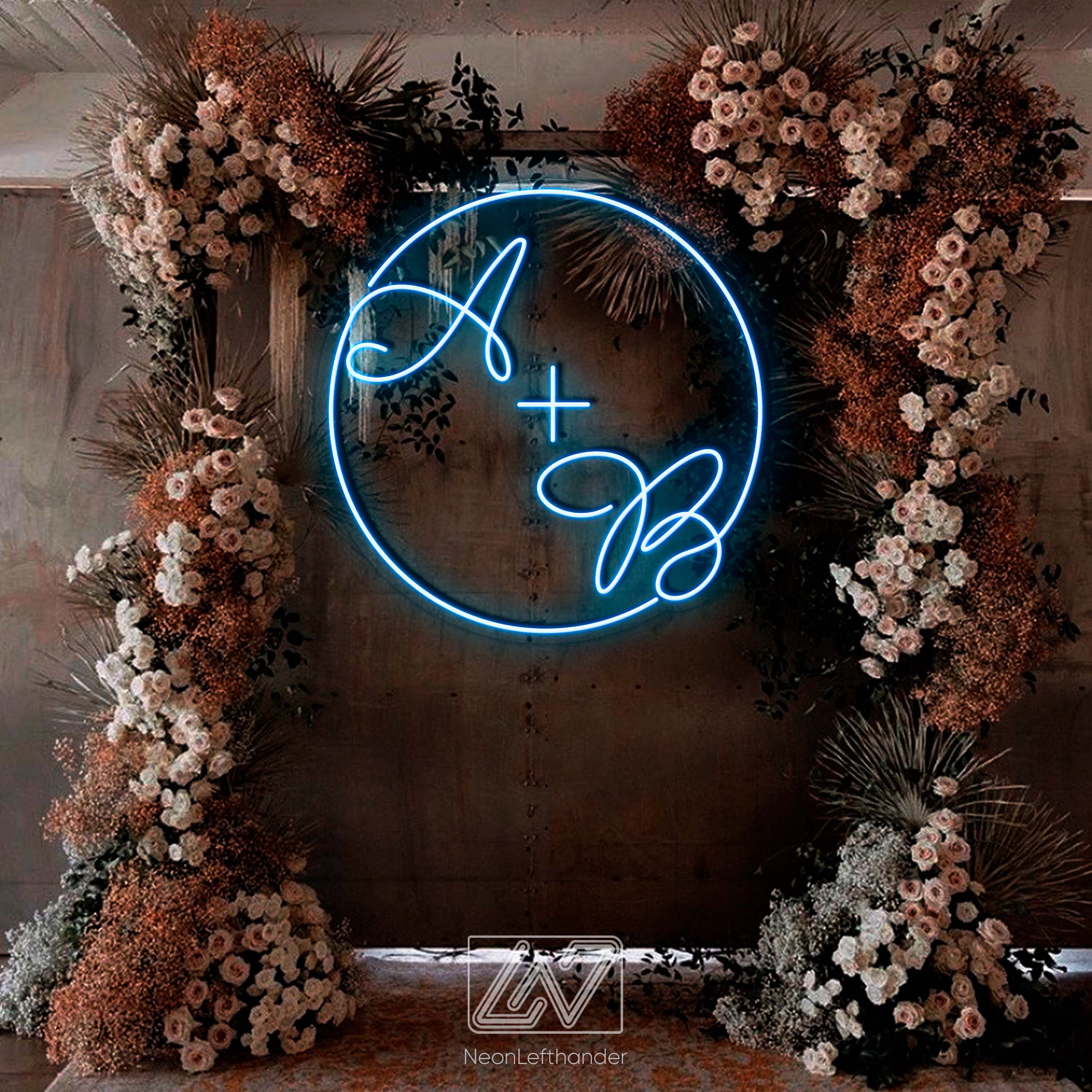 Neonreclame cirkel initialen, neonreclame bruiloft, decoratie bruiloft,  neonreclame neonreclame, huwelijksceremonie, neonreclame cirkel,  neonreclame bar, neonreclame bar - Etsy Nederland