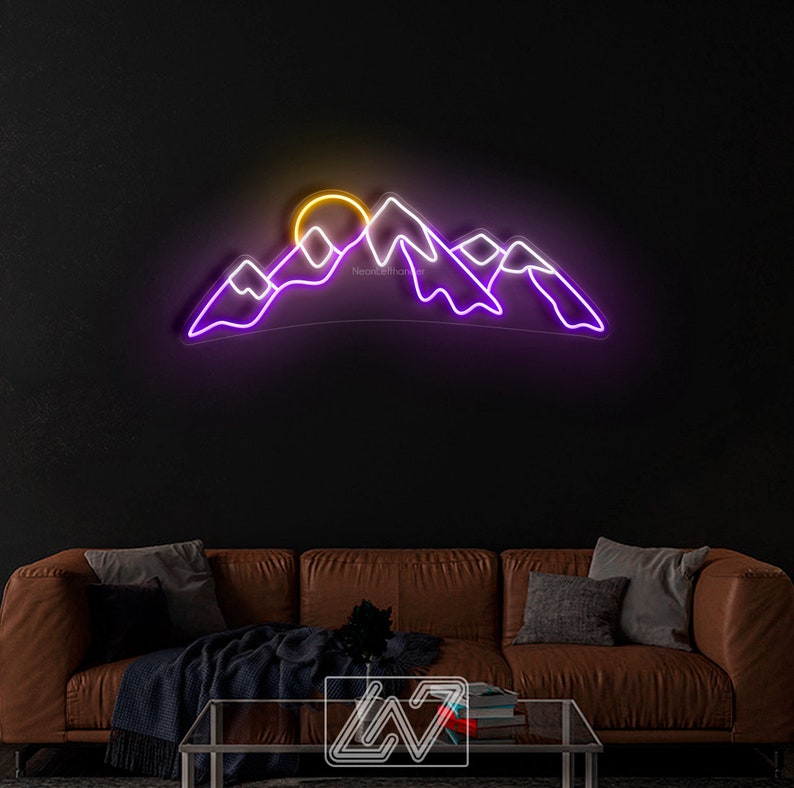 Mountain and Sun- LED Neon Sign,mountain Led Sign,mountain Led Light ...