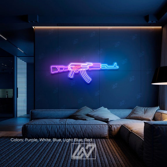 AK47 - LED ネオンサイン、室内装飾、部屋の装飾、壁の装飾