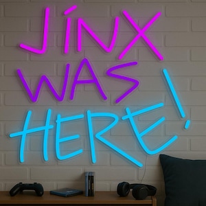 Jinx LED Neon Sign Wall Light, Gamer Room Decor Inspired by Arcane and League of Legends, Bold Anime Vibes for Stream Setup or Bedroom