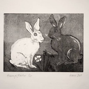 Rabbit, Rabbit, Etching, Rabbit, Hare Etching original.