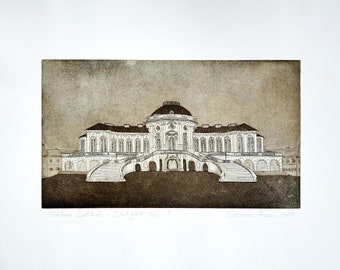 Solitude Palace, Stuttgart, original etching