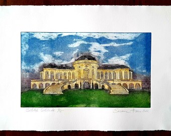 Solitude Palace, Stuttgart, original etching