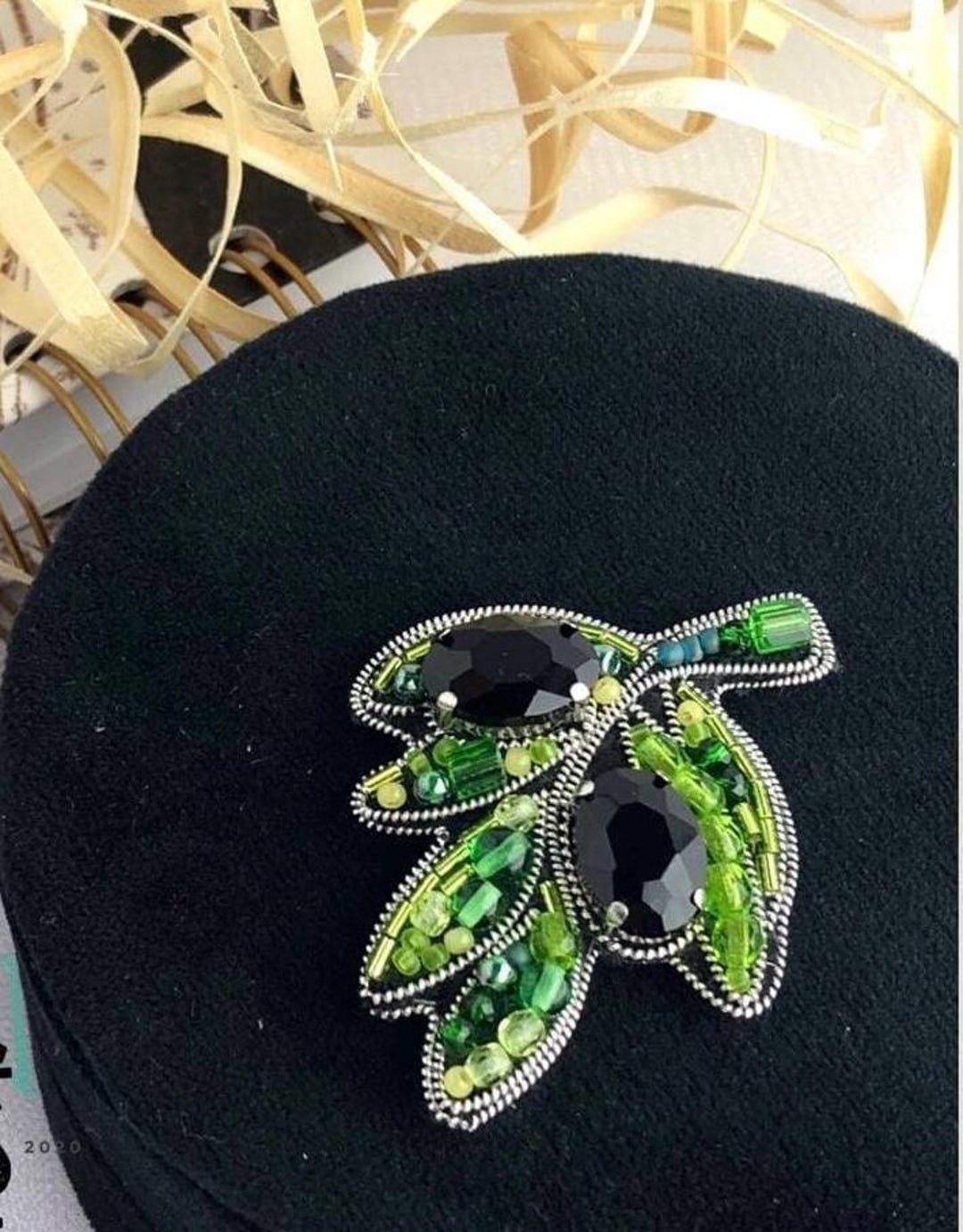 Olive Tree Pin/beaded Brooch - Etsy