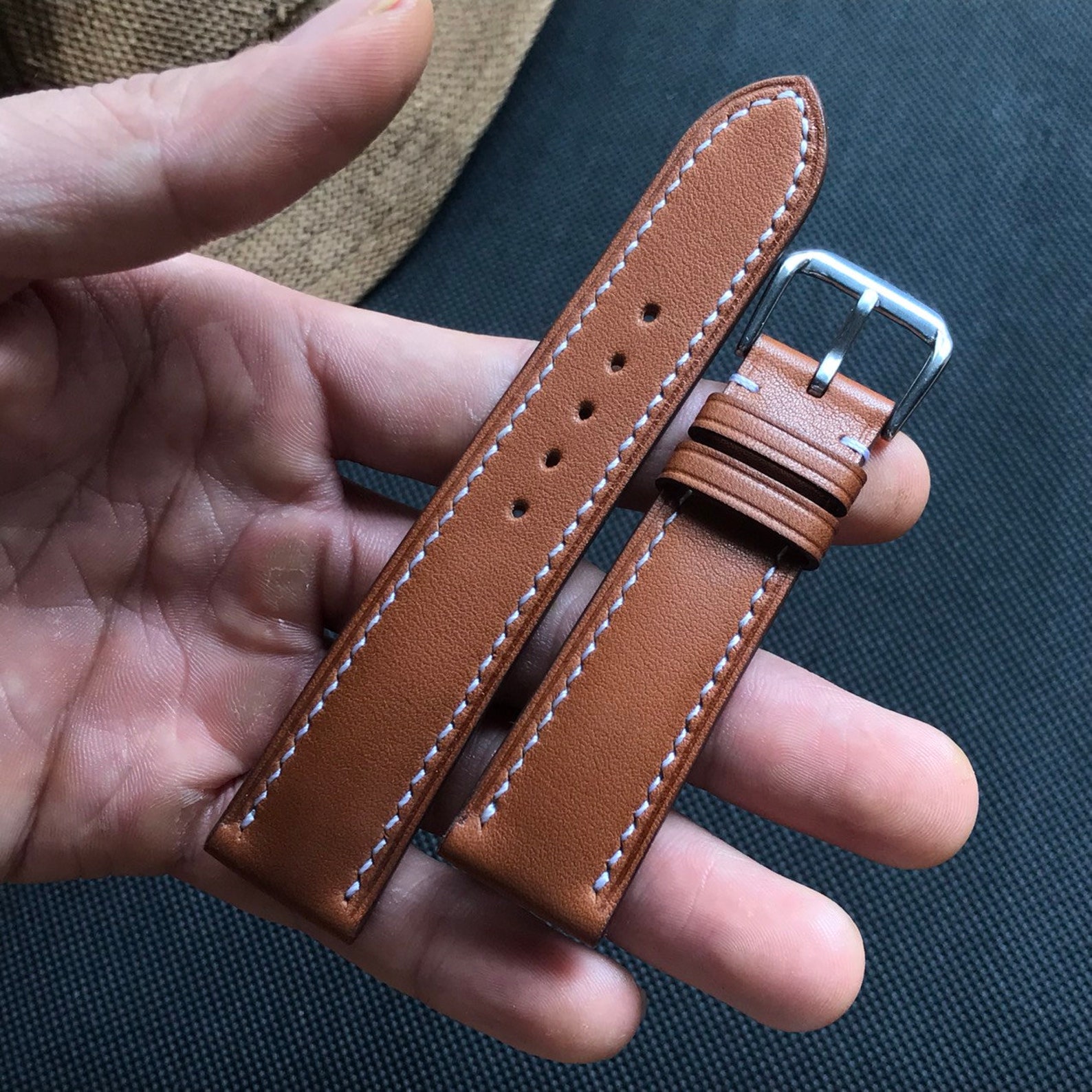 Handmade Custom Watch Straps Brown Barenia Leather Watch Etsy