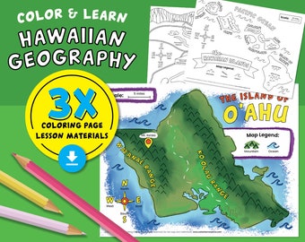 Hawaiian Landforms Geography Coloring Pages | Lesson Plans | Keiki Coloring