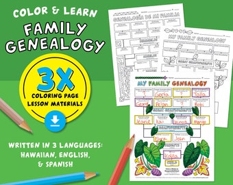 Genealogy Coloring Pages | Lesson Plans | Languages: English, Hawaiian, and Espanol / Spanish