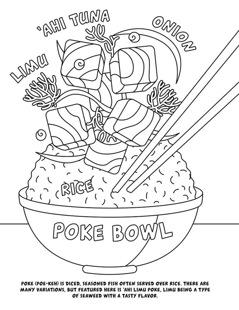 Hawaiian Coloring Book, ʻŌlelo Hawaiʻi, Poke Coloring Page